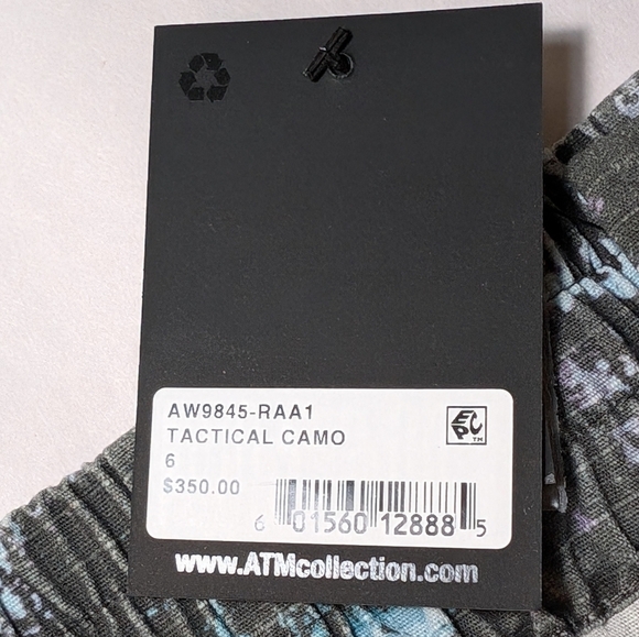 ATM Melillo Abstract Print Ripstop Cotton Skirt Grey Purple Turquoise Camo Sz 6 - Picture 11 of 15